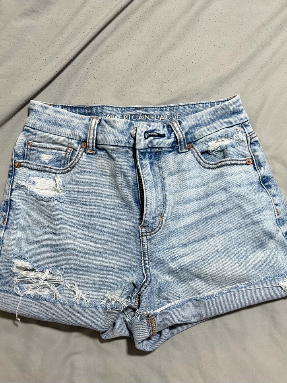 American Eagle Outfitters Light Wash Distressed Denim Shorts